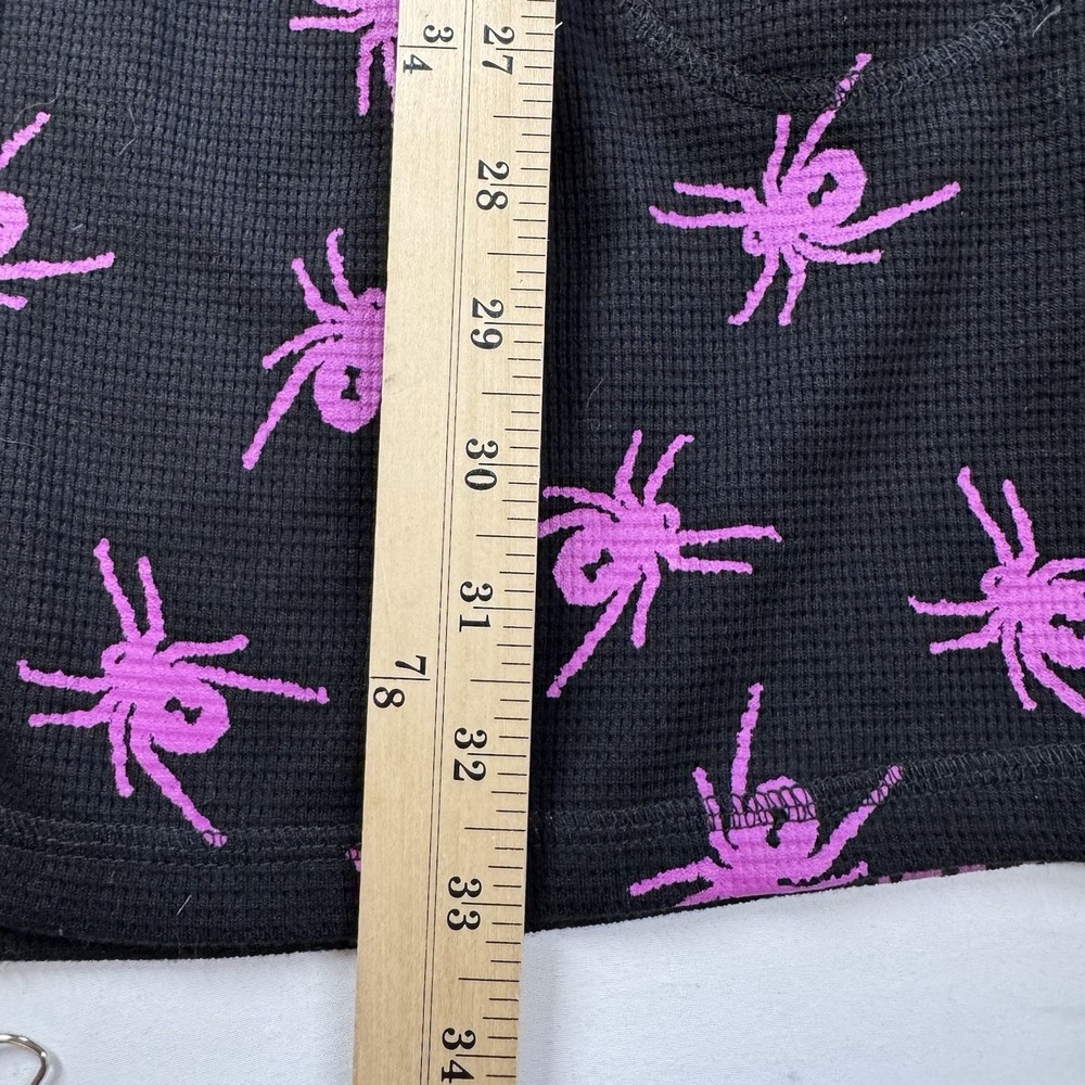 Betsey Johnson Y2K Spider Thermal Dress Sz  XS Black Pink Goth Witchy Hoodie - Picture 14 of 16
